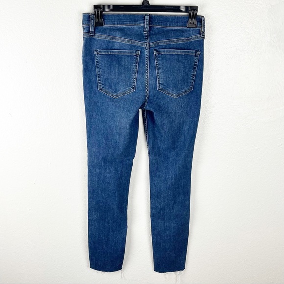 FREE PEOPLE Exposed Button Fly Intentionally Ripped Frayed Hem Jeans, Size 27 - Picture 2 of 12